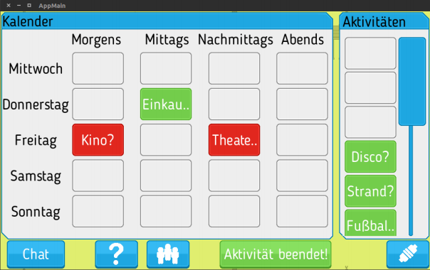 Terminkalender screenshot with some activities